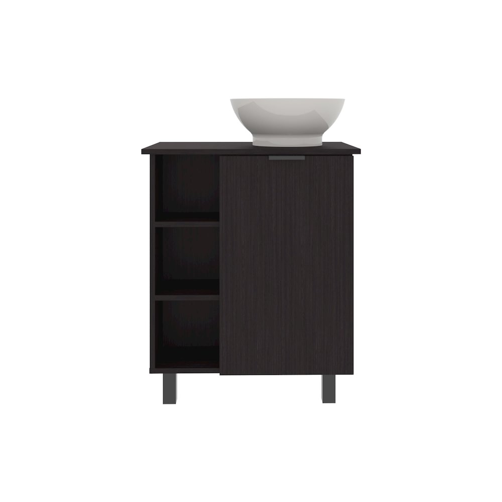 Vessel Sink Vanity With One Door Storage, Freestanding Bathroom Cabinet, Black. Picture 2
