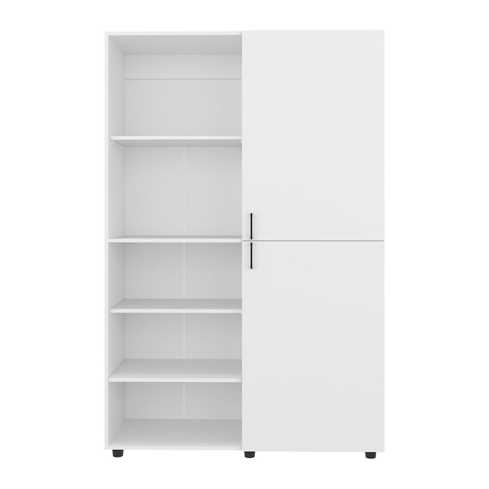 High Two Door Freestanding Armoire With Hanging Rod And Interior Shelves, White. Picture 2