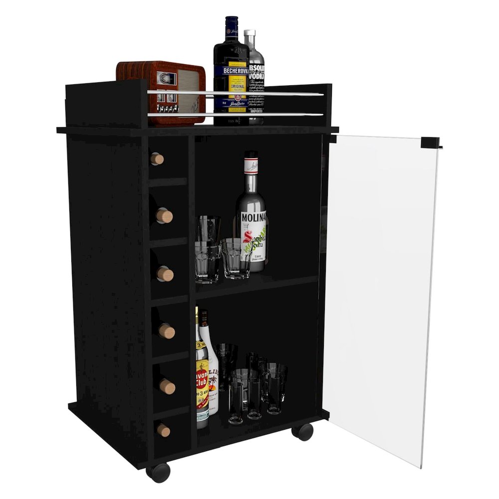 Dukat Bar Cart Black MDF. Picture 2