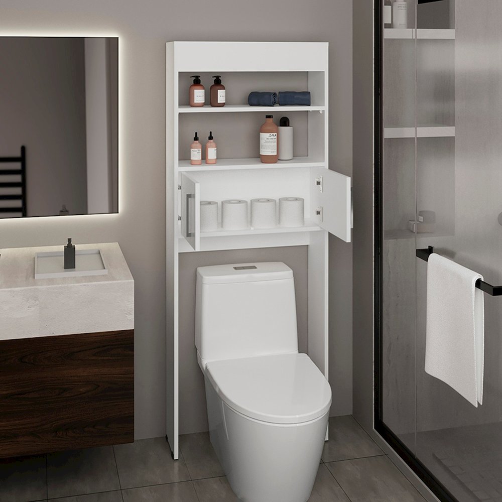 Madrid Over The Toilet Cabinet White MDF. Picture 3