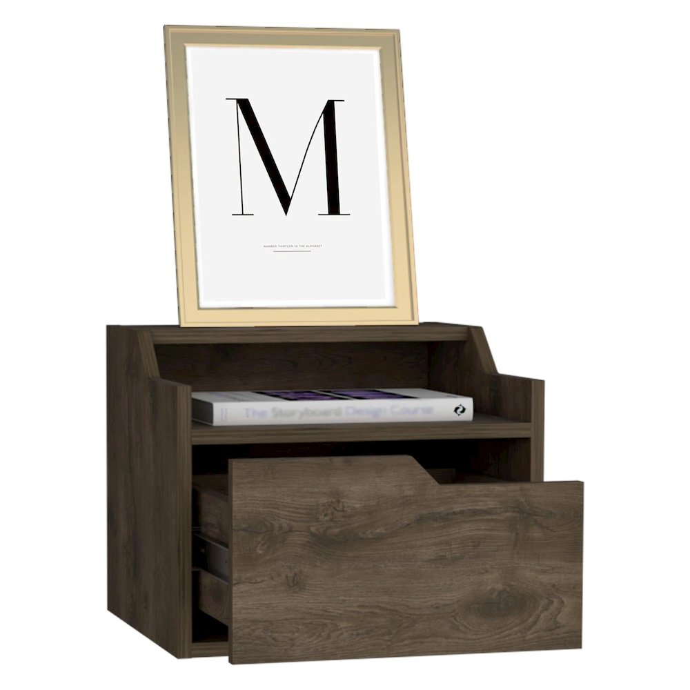 Busan Floating Nightstand Dark Brown MDF. Picture 2