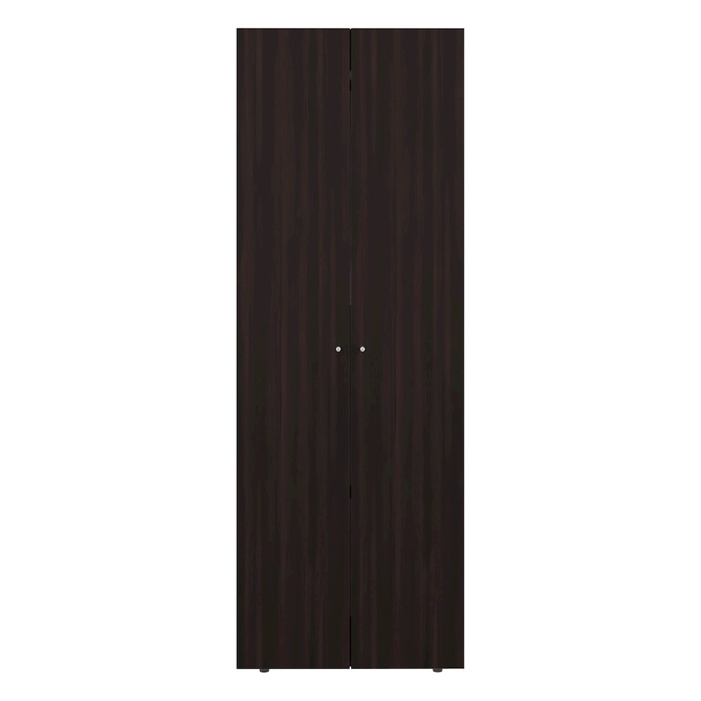 2 Doors Closet System Armoire, Hanging Rod and Storage Shelf, Stained Walnut. Picture 2