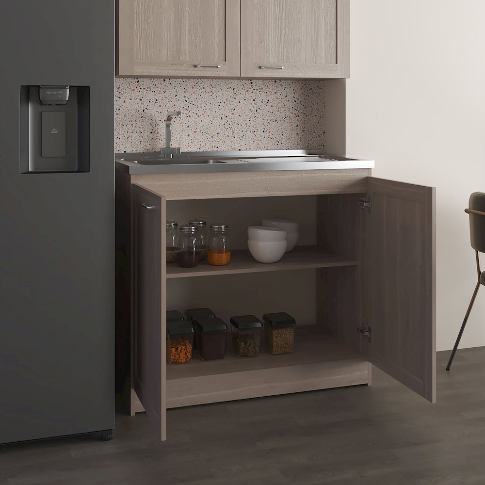 Zurich Utility Sink 39 Two Door Cabinet Light Gray MDF. Picture 4
