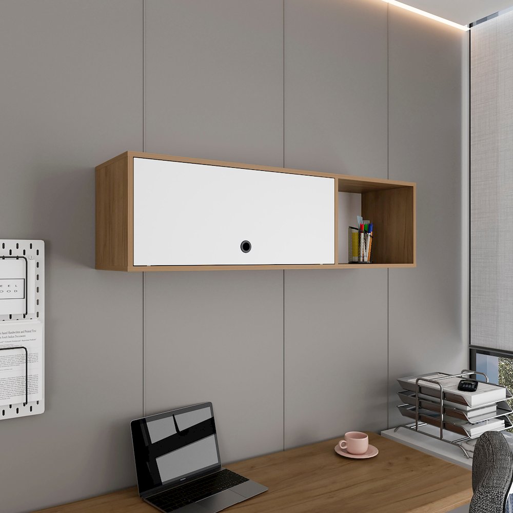 Sahara Wall Cabinet White - Natural Oak MDF. Picture 3