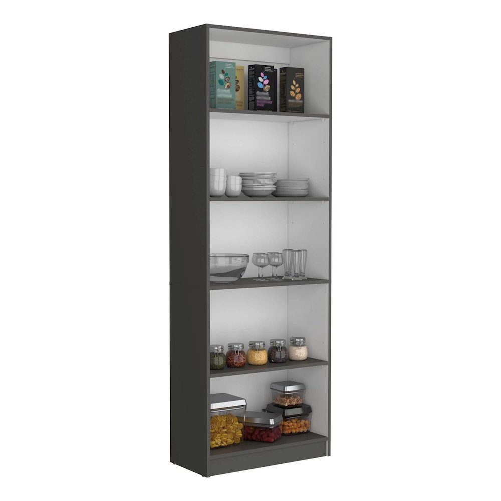 Home 4 Shelves Bookcase Matt Gray / White MDF. Picture 2
