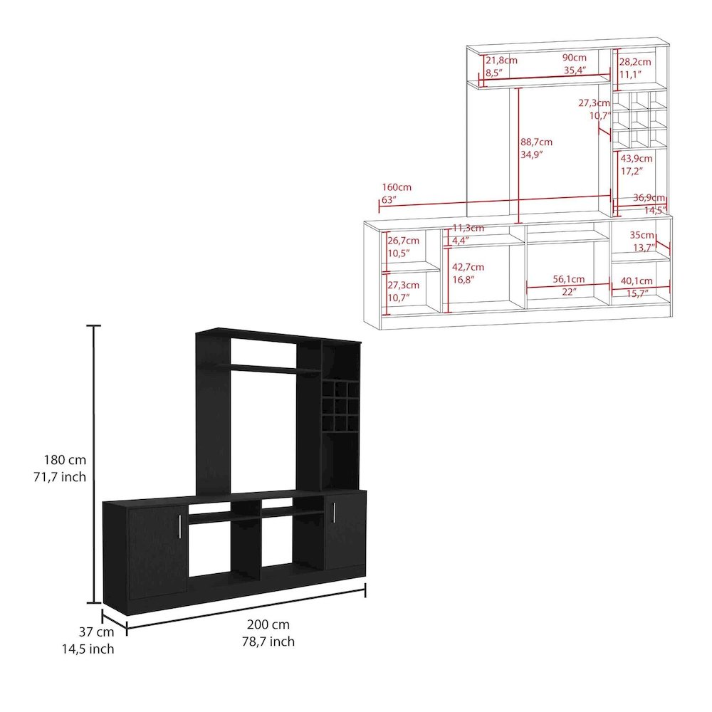 Essential Corner Bar Cabinet Macadamia MDF. Picture 4