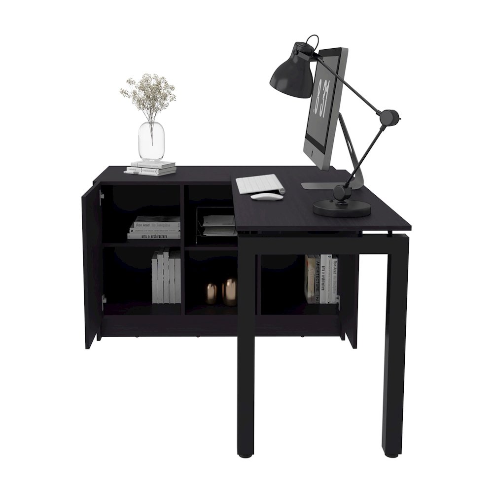 Rotable Desk 72-Inch Wide or Compact, Adjustable Workstation, Black. Picture 2