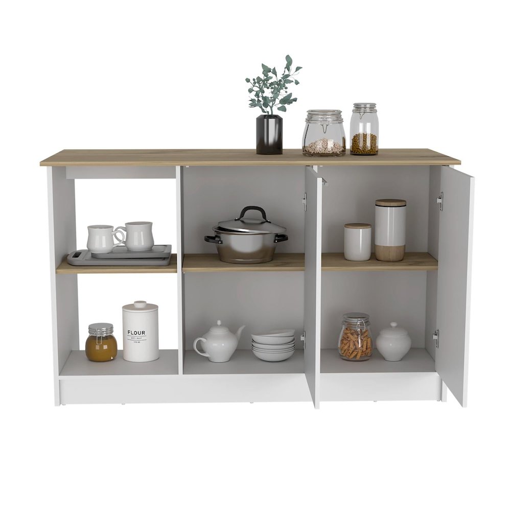 Juniper Kitchen Island White / Light Oak MDF. Picture 2