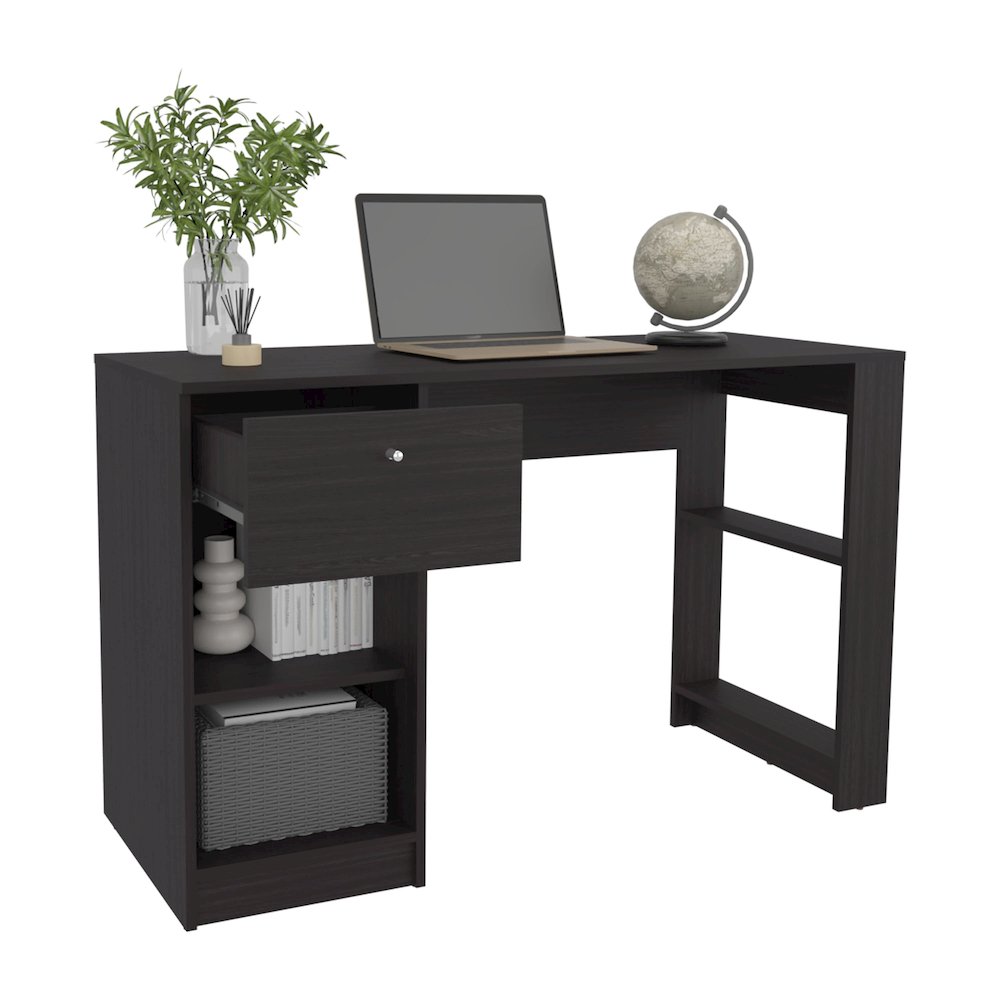 120-Home One Drawer Desk Black MDF. Picture 2