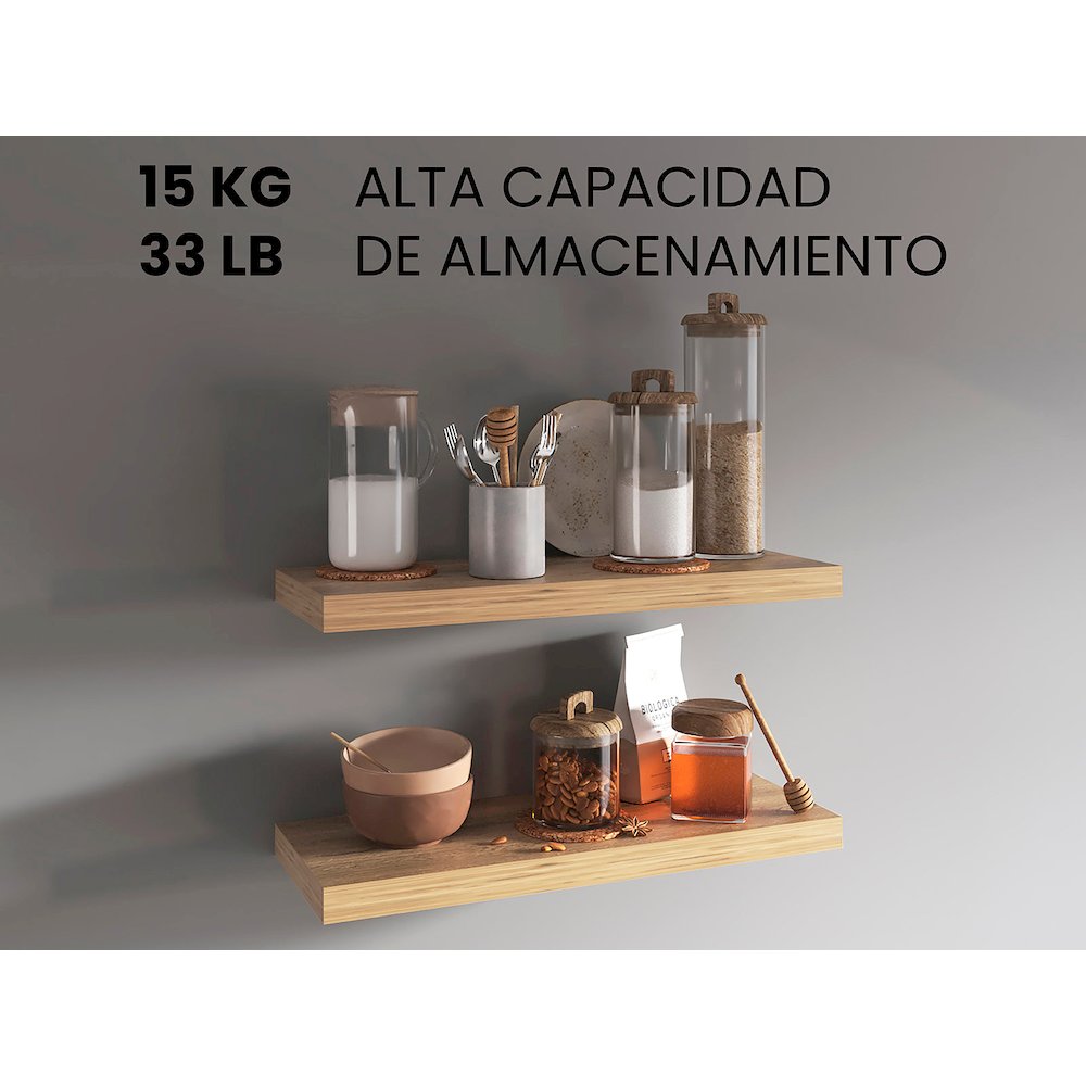 Ecco 31.5" Wide Floating Shelves Set Of 2, Shelves For Wall Decor Macadamia. Picture 4