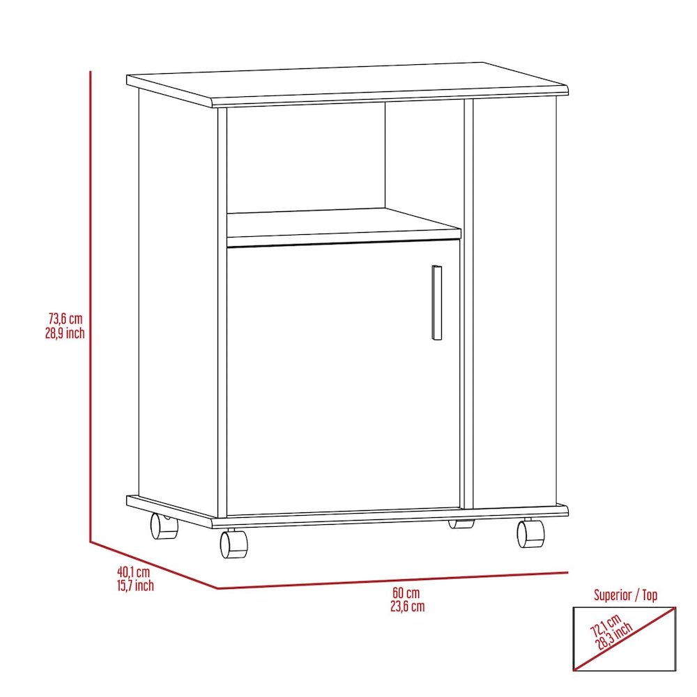 Microwave Cart White MDF. Picture 4