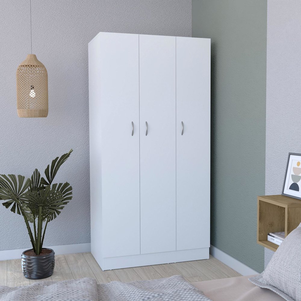 Ohio Armoire Wardrobe White MDF. Picture 3