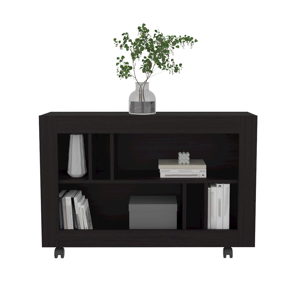 Joge Console Table Cart Black Wengue MDF. Picture 2