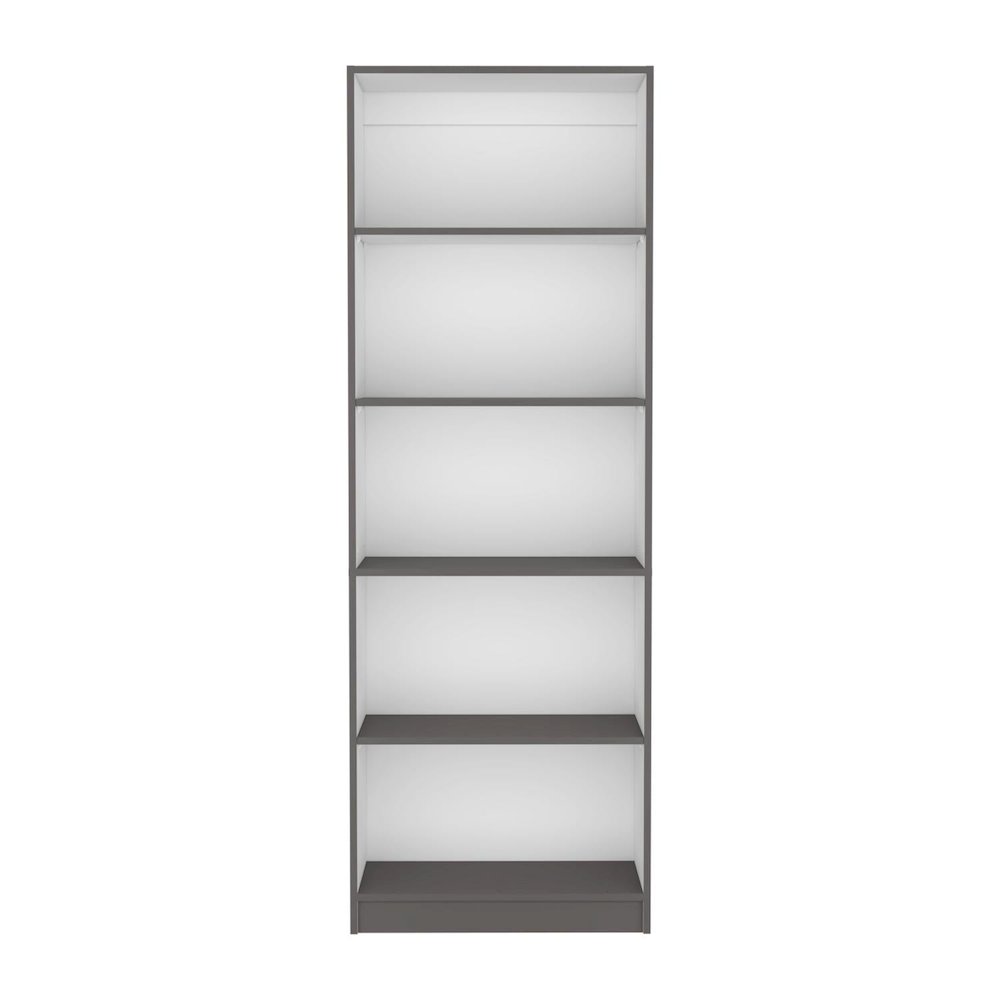 Home 4 Shelves Bookcase Matt Gray / White MDF. Picture 5