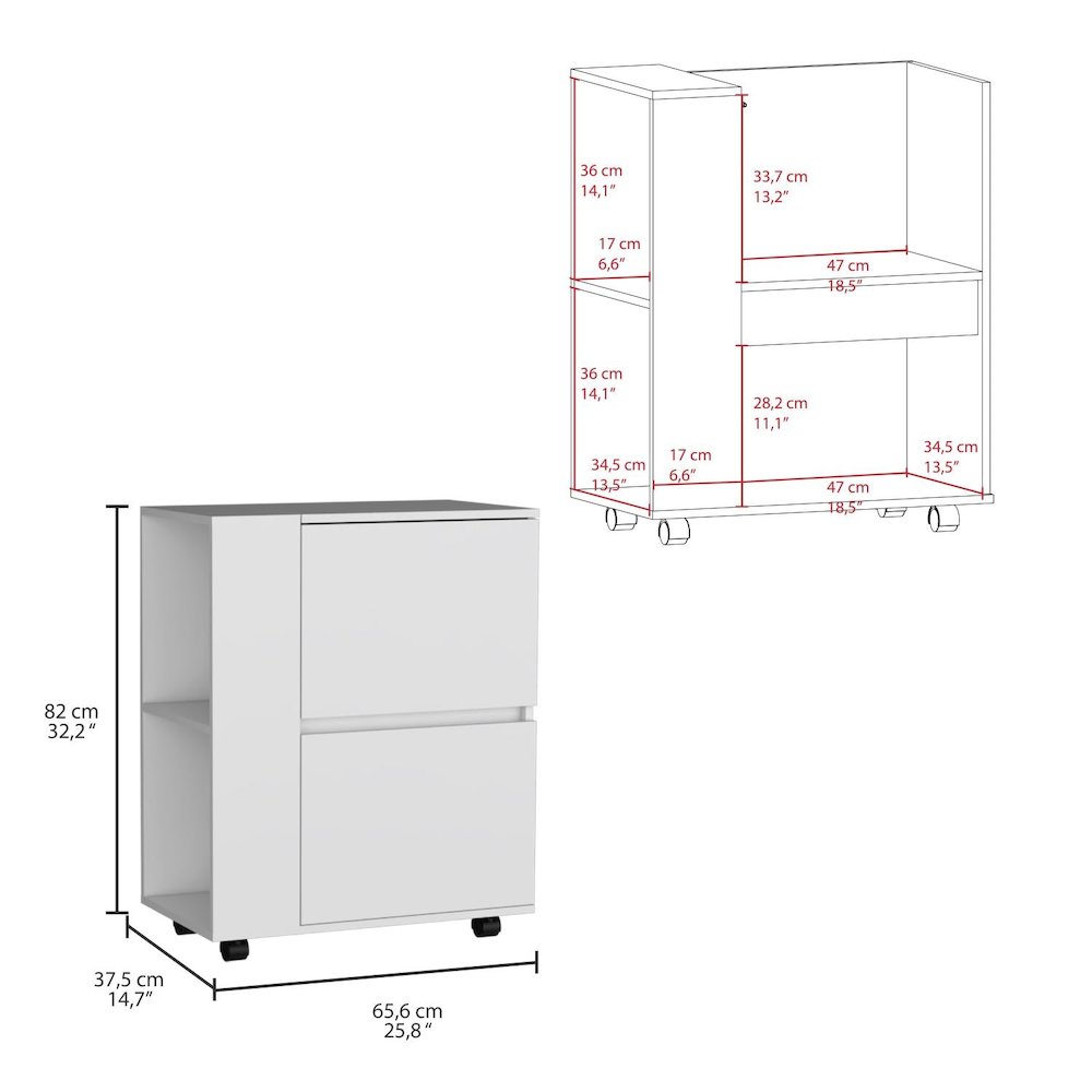 Glasgow Bar Cart White MDF. Picture 4