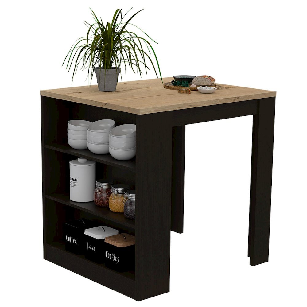 Tanna Kitchen Island Black / Pine MDF. Picture 2