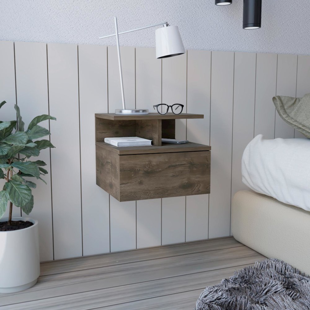 Adele Floating Nightstand Dark Walnut MDF. Picture 3