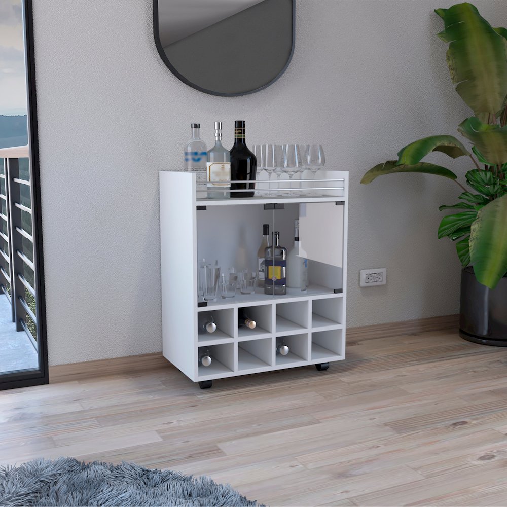 St Andrews Bar Cart White MDF. Picture 3