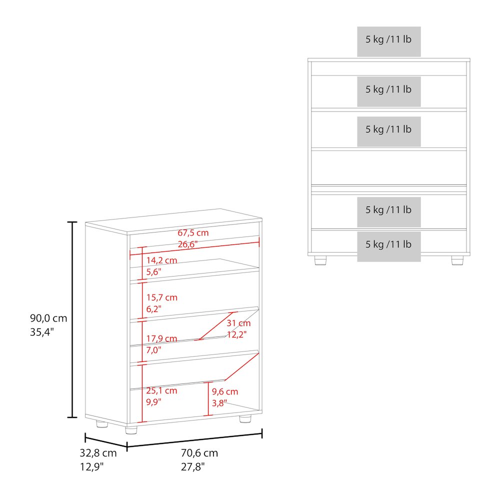 Shoe Rack With Double Doors, Interior Shelves, White/ Natural Oak. Picture 3