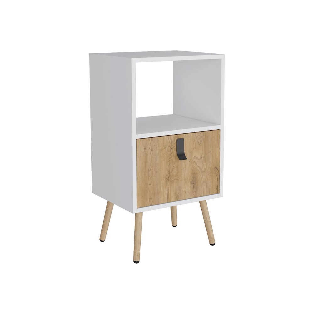 Huna Tall Nightstand White / Macadamia MDF. Picture 1