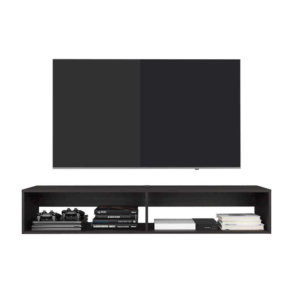 Eco Floating 59" Wide Tv Stand Dark Walnut MDF. Picture 4