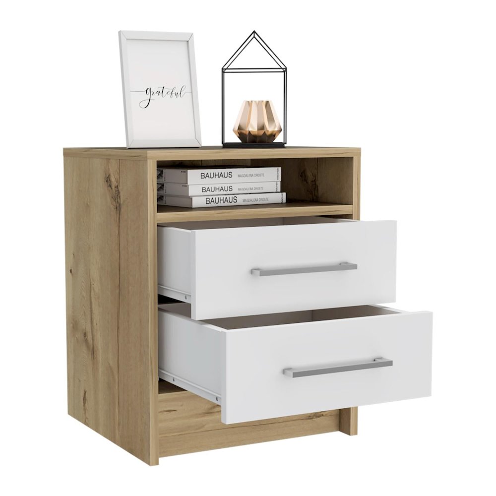 Eter Nightstand White / Light Oak MDF. Picture 2