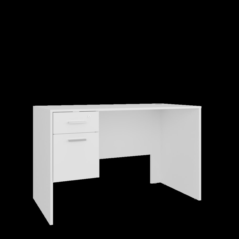 Office Desk with Two Drawers and Side Storage,Compact Computer Workstation,White. Picture 1