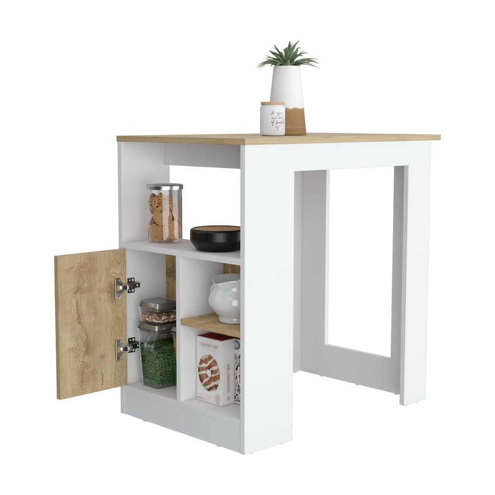 Stirling Kitchen Island White / Macadamia MDF. Picture 2