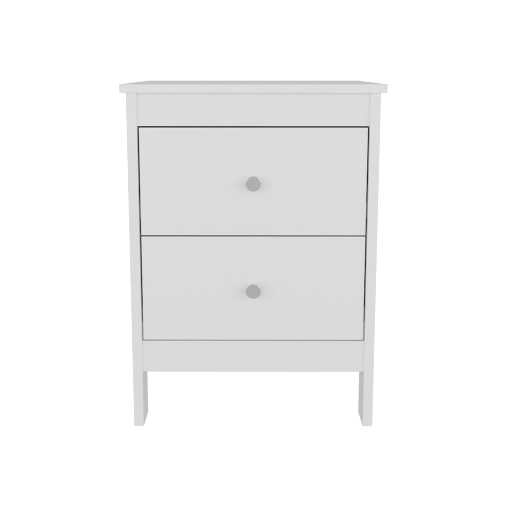 Newcastle Nightstand Two Drawer And Open Shelf, Modern Bedside Table, White. Picture 1
