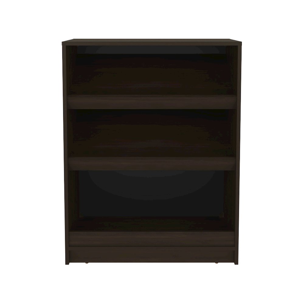 3-Tier Shoe Rack With Open Shelves Freestanding Shoe Organizer, Stained Walnut. Picture 2
