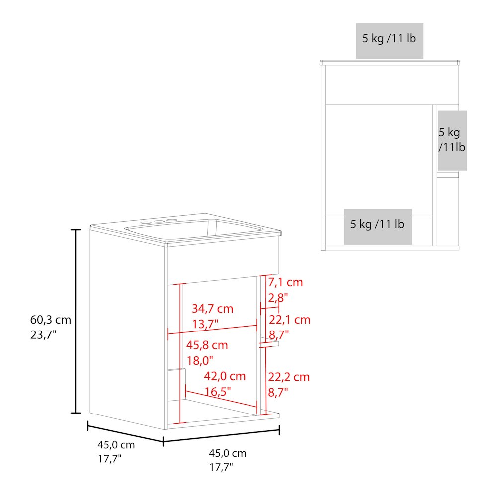 Standing Bathroom Vanity With One Door Cabinet And Open Shelf, Light Gray. Picture 3