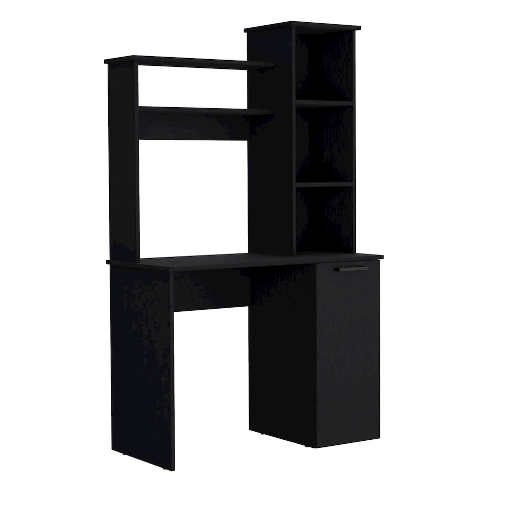 Carson Computer Desk with Hutch Black MDF. Picture 1