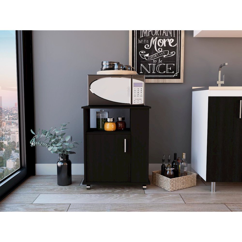 Microwave Cart Black MDF. Picture 2