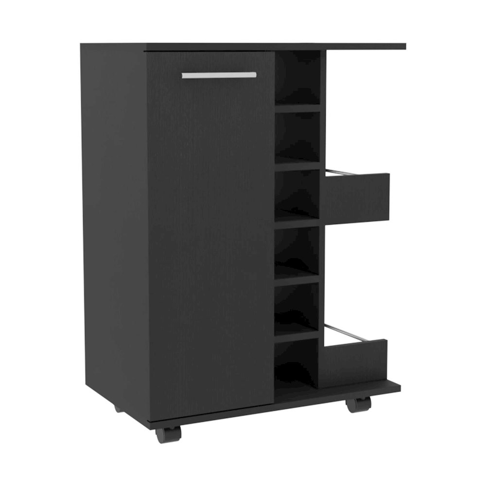 Bar Cart Black MDF. Picture 1