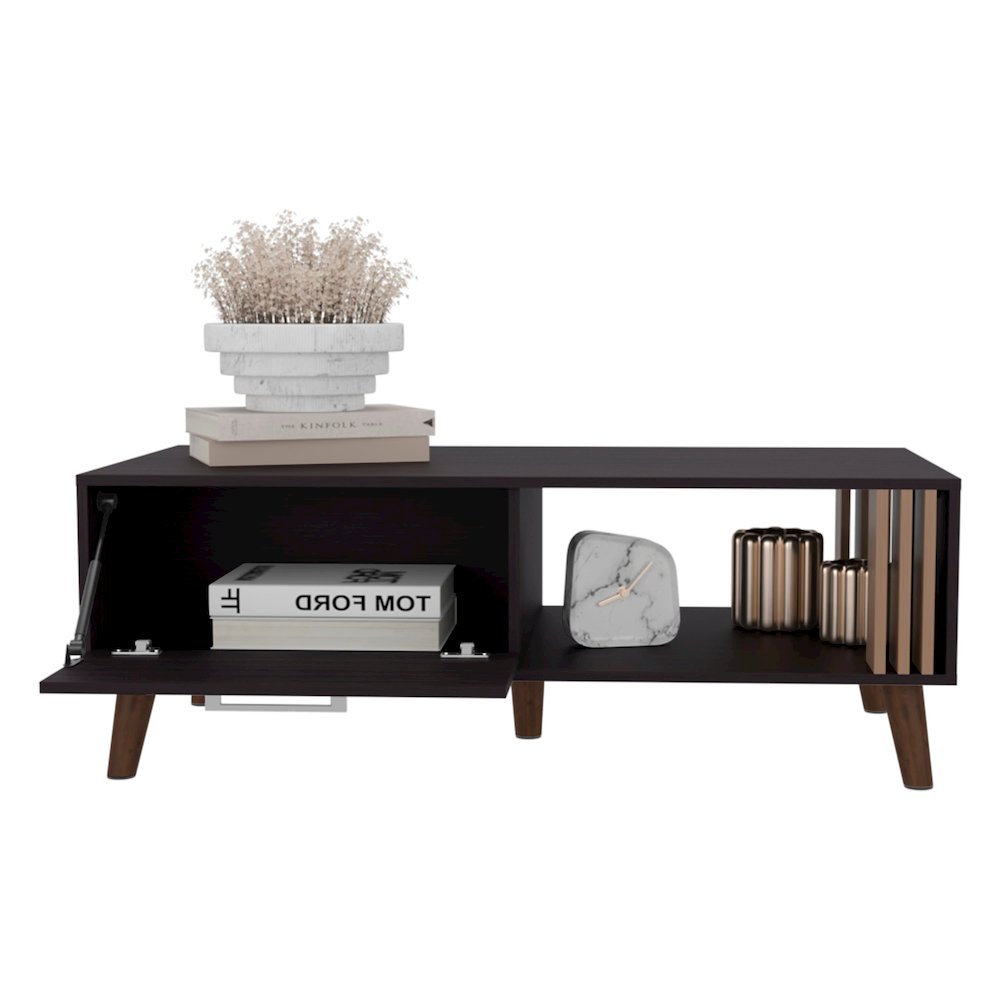 Vance 47" Wide Coffee Table Black MDF. Picture 3