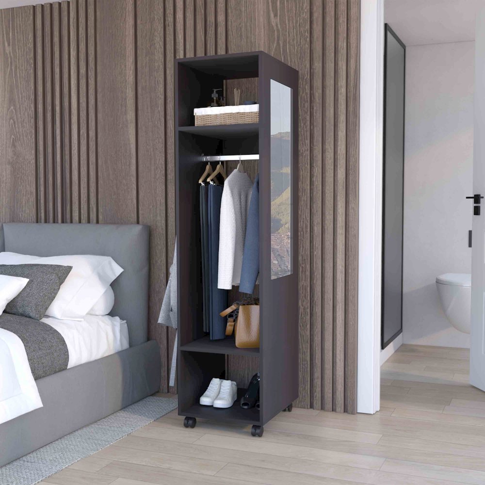 Cluster Wardrove with Mirror Black MDF. Picture 4