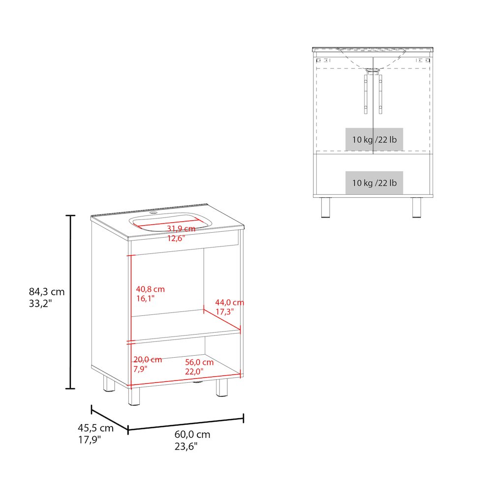 Conrad Free Standing Resin Sink Bathroom Vanity With One Door Cabinet, Black. Picture 3