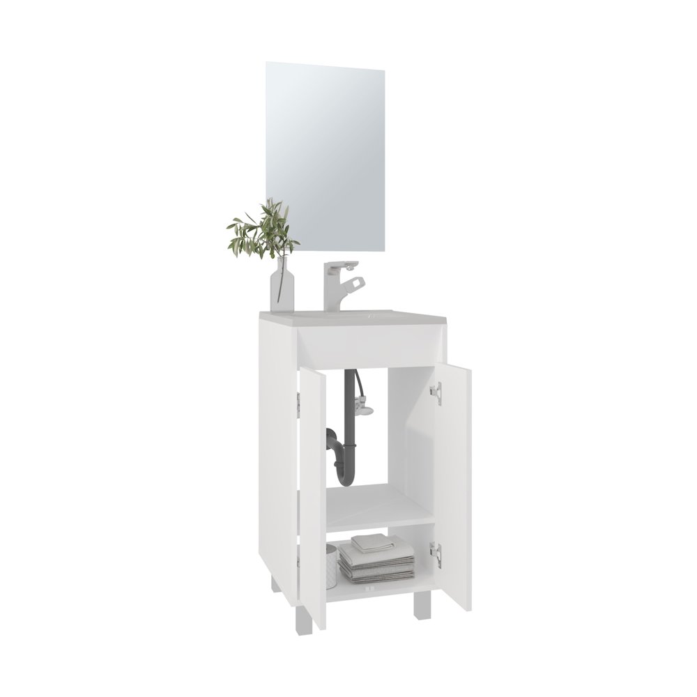 Brady Mirror Bathroom Cabinet , One Door, Two Shelves, White. Picture 2