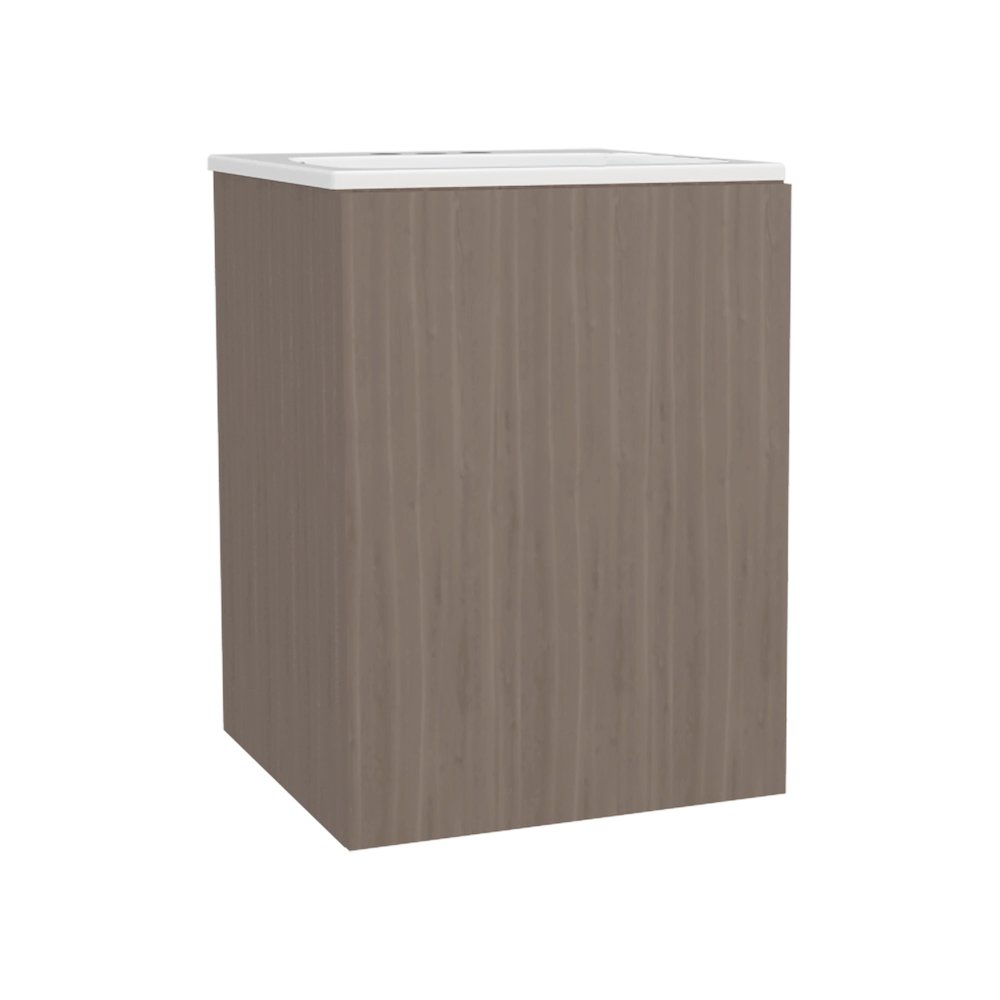 Standing Bathroom Vanity With One Door Cabinet And Open Shelf, Light Gray. Picture 2