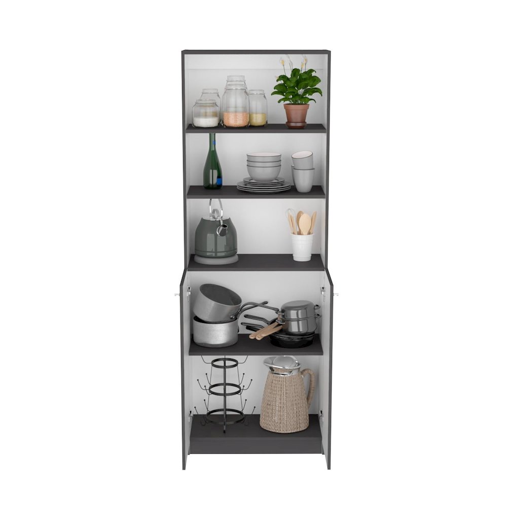 Home 2-Door Bookcase Matt Gray / White MDF. Picture 2