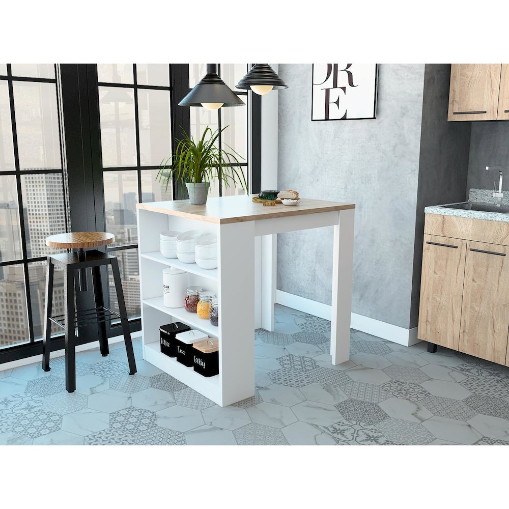 Tanna Kitchen Island White / Light Oak MDF. Picture 3