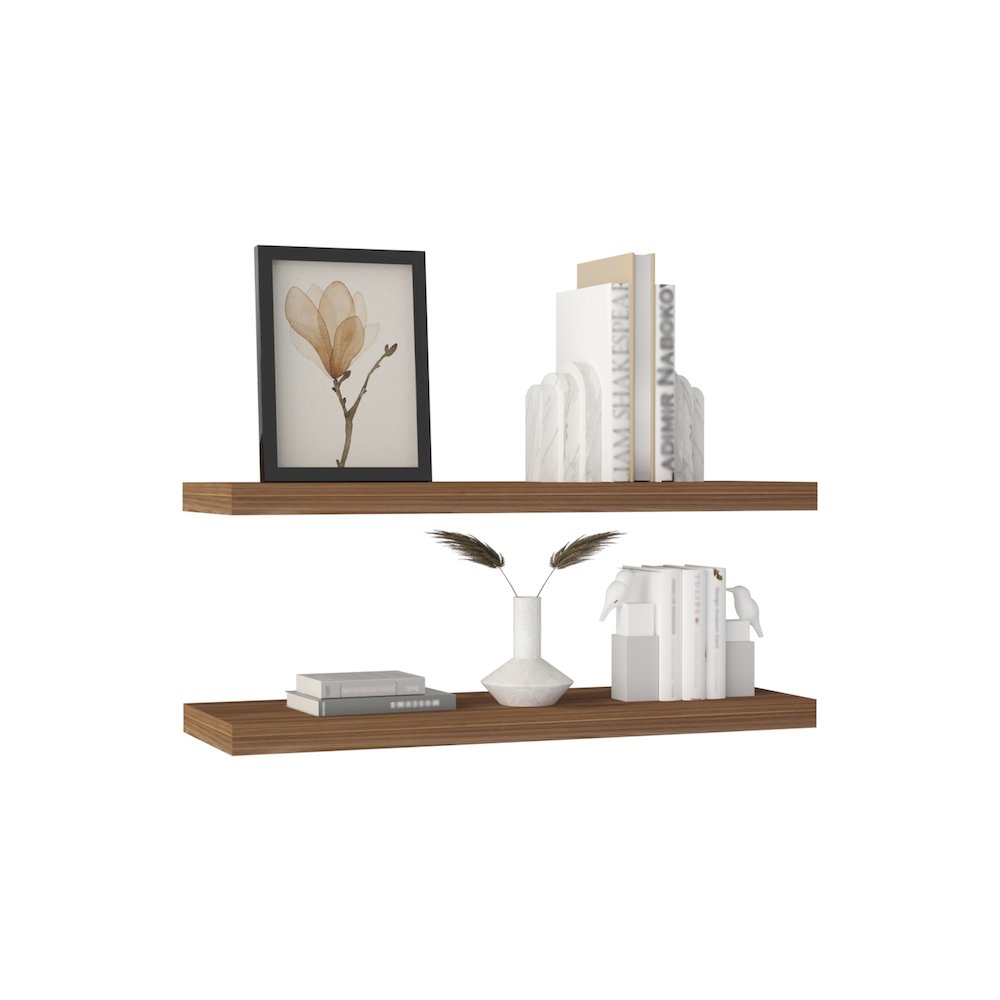 Ecco 31.5" Wide Floating Shelves Set of 2 Mahogany MDF. Picture 4