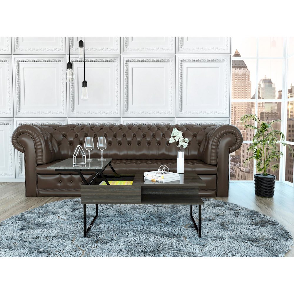 Armin Lift Top Coffee Table Espresso / Onyx MDF. Picture 5