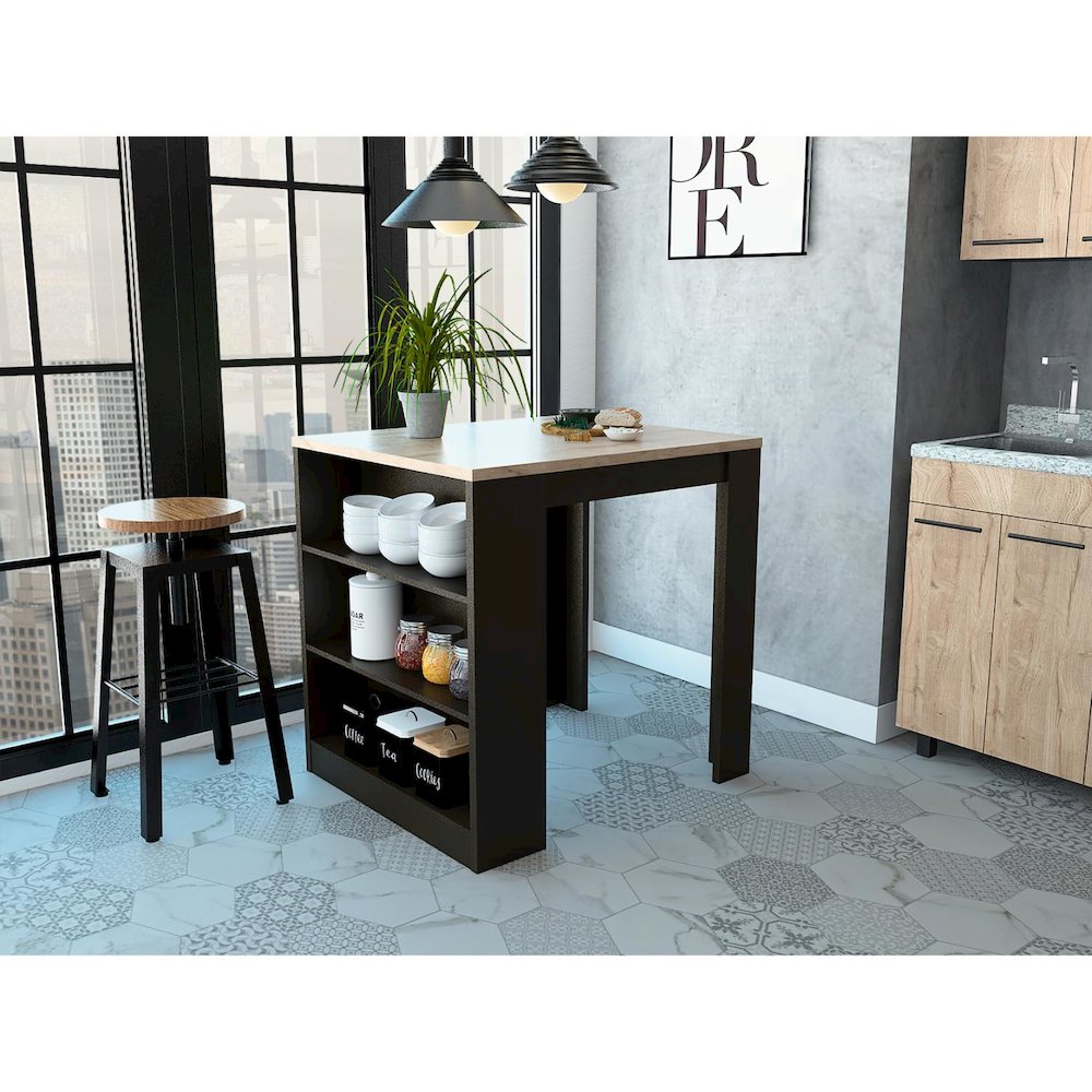 Tanna Kitchen Island Black / Pine MDF. Picture 3