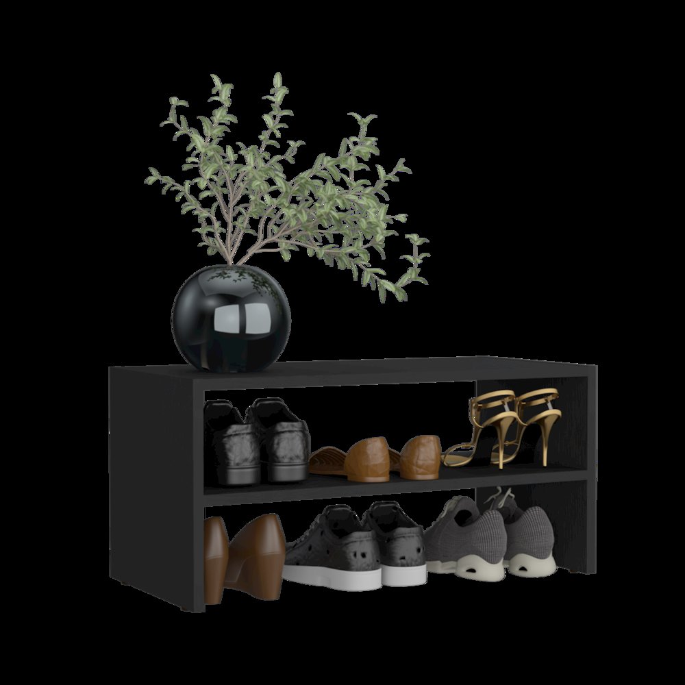Basic Stackable Shoe Rack Black MDF. Picture 4