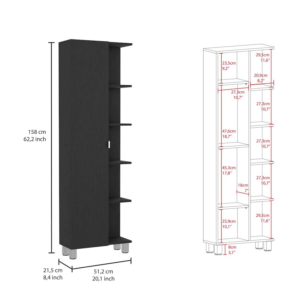 Urano Linen Cabinet Black MDF. Picture 4