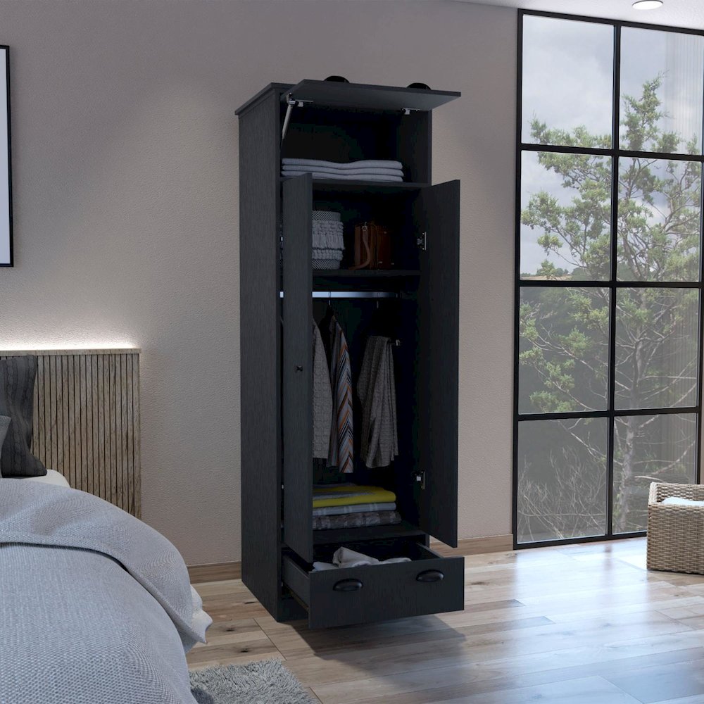 Falkland Armoire Black MDF. Picture 5