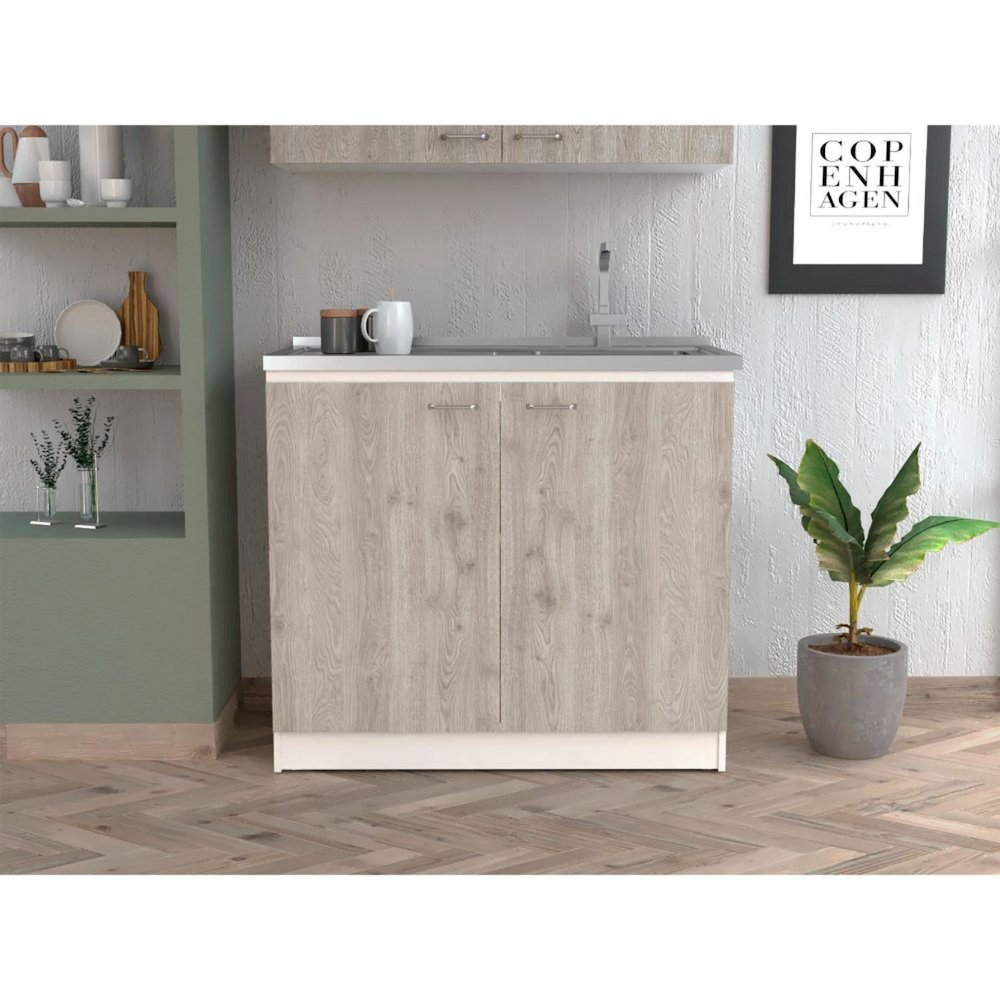 Napoles Utility Sink Smokey Oak / Light Gray MDF. Picture 3