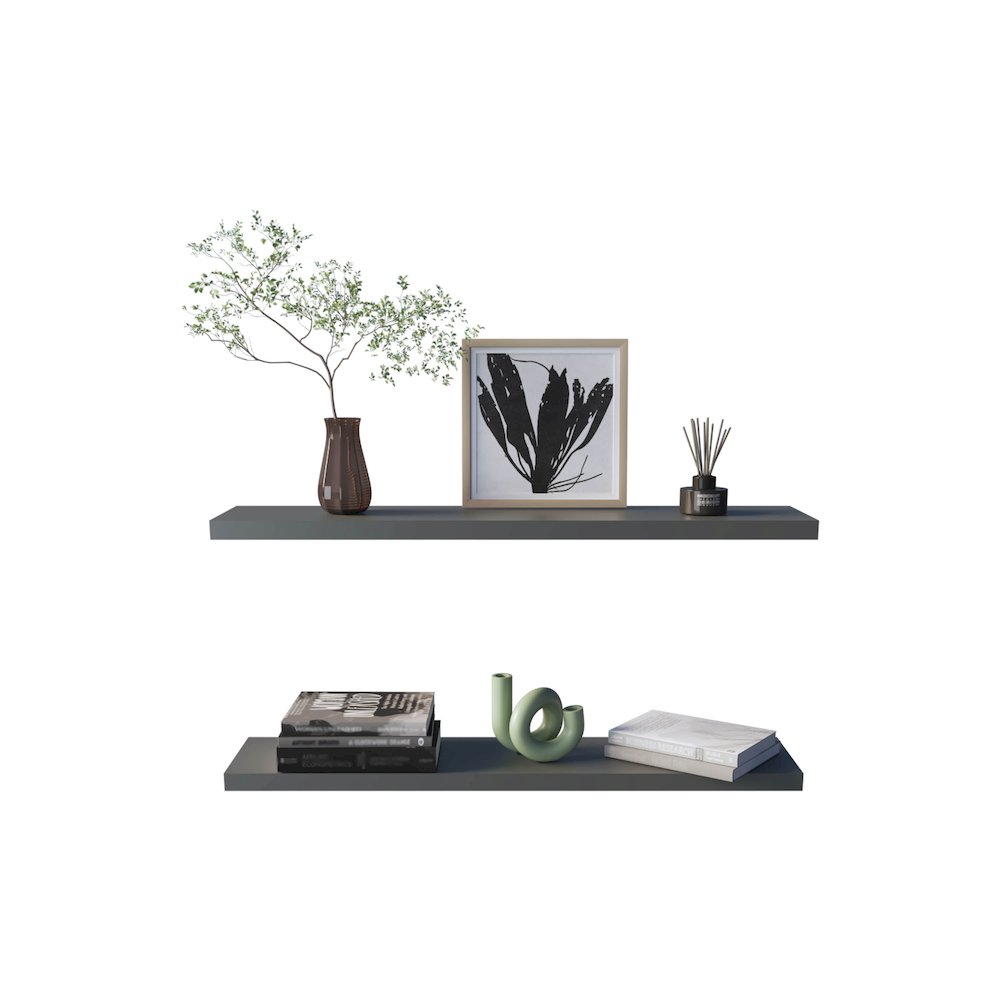 Ecco 47" Wide Floating Shelves Set of 2 Matt Gray MDF. Picture 2