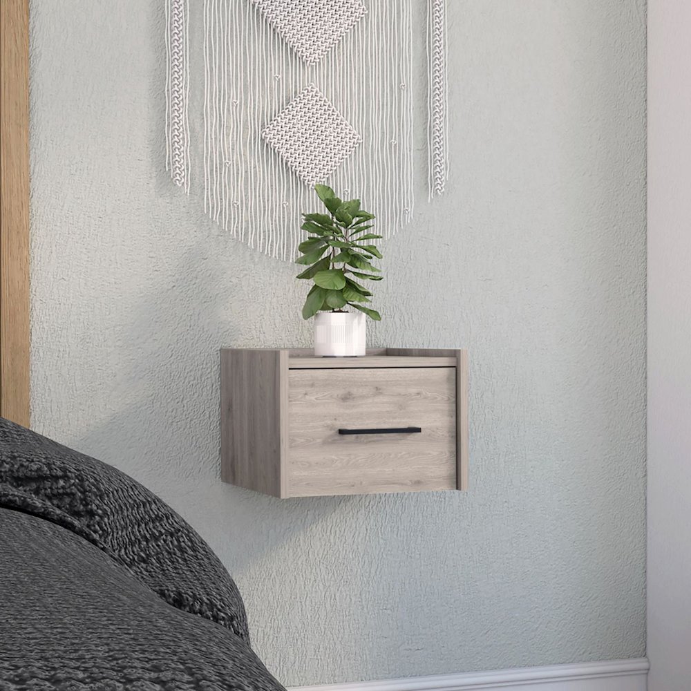 Boa Floating Nightstand Light Grey MDF. Picture 3
